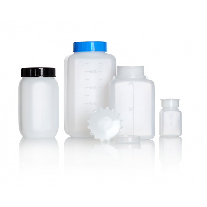 Bouteille AZLON®, carrée, graduée, bouchon, PEHD, 2 000 ml